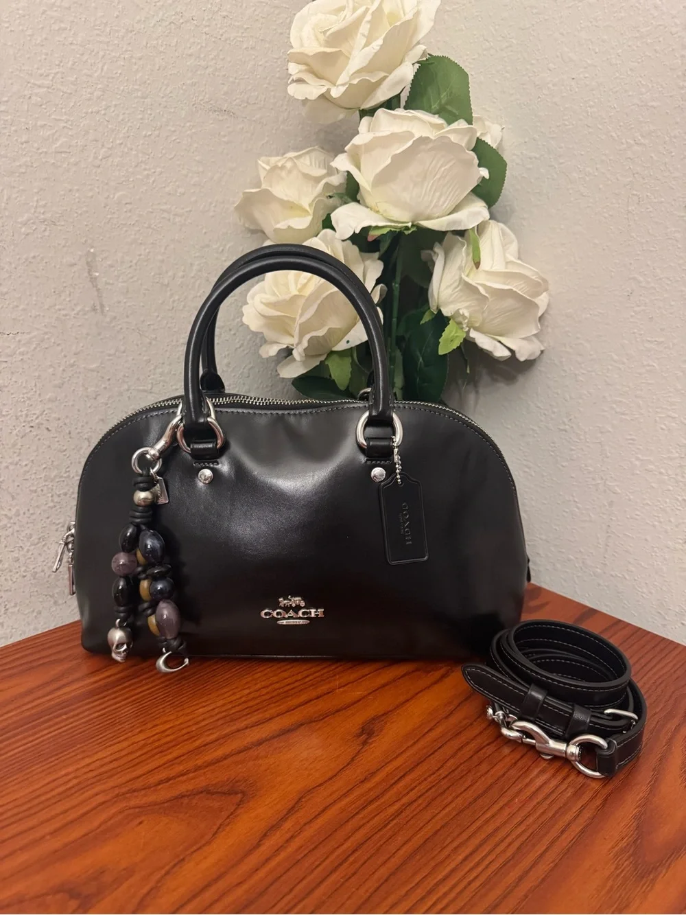Coach Black Leather Dome Satchel